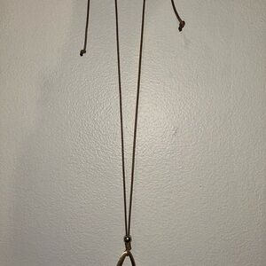 Brown Leather Necklace with Teardrop Pendant